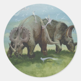 Gamla dinosaurier, Centrosaurus betar på en äng Runt Klistermärke