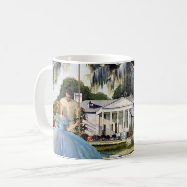Gamla Dixie Civil Krig Era Plantation House Romant Kaffemugg (Framsida vänster)