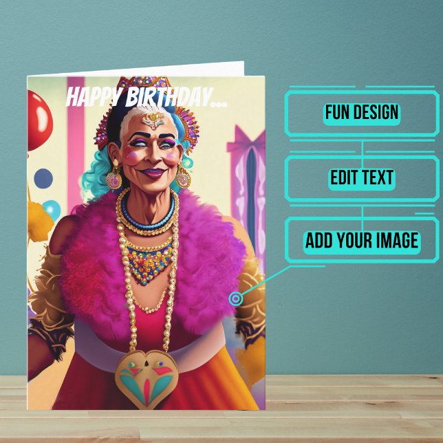 Gamla drottningen av Hearts Funny Gay Birthday Kort (Make sure their LGBTQ+ birthday is as gay as they are.)