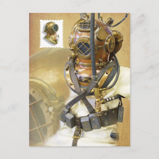 Gamla dykarutrustning, dykmuseets historia, FL Vykort (Framsida)