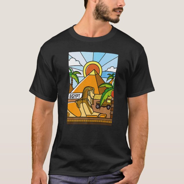 Gamla Egypten Anciella Egyptian Sphinx & Pyramids  T Shirt (Framsida)