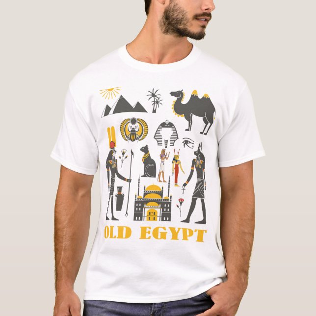 Gamla Egypten-pyramider och symbolpresenter T Shirt (Framsida)