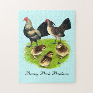 Gamla engelska Bantam Brassy Back Family Pussel
