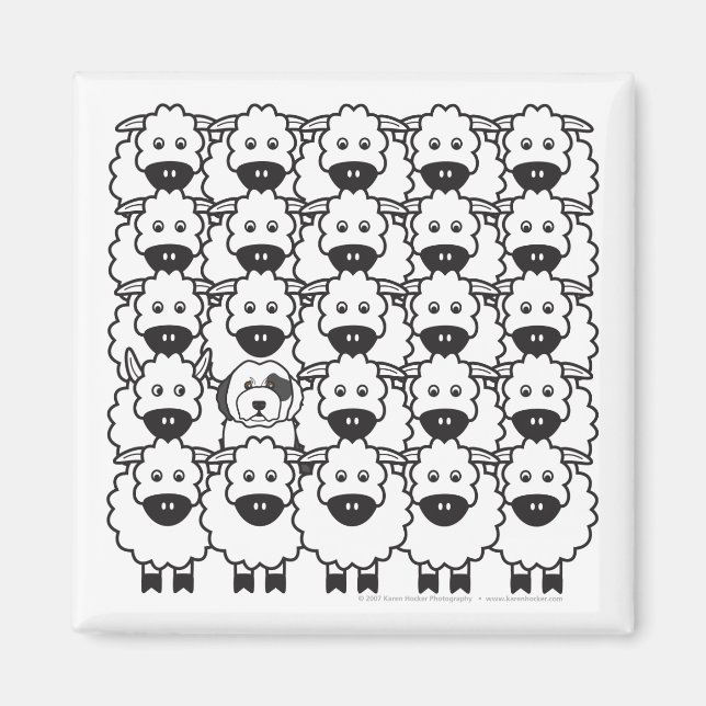 Gamla engelska fårhunden i får magnet (Framsidan)