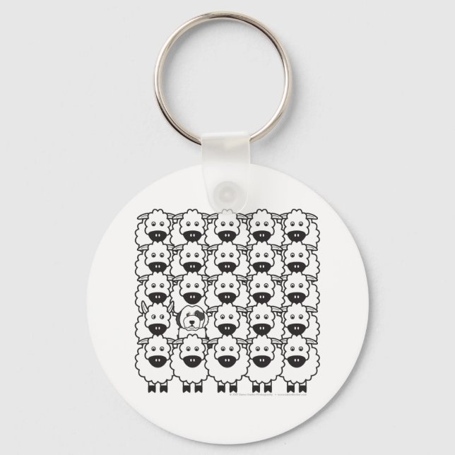 Gamla engelska fårhunden i får nyckelring (Framsida)