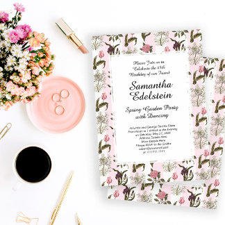 Gamla engelska Garden Blommigt Birthday Inbjudningar