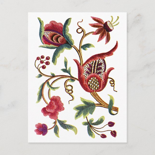 Gamla engelska Jacobean Embroidery Vykort (Framsida)
