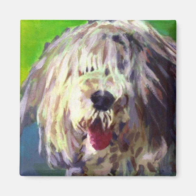 Gamla engelska Sheep Hund Magnet (Framsidan)