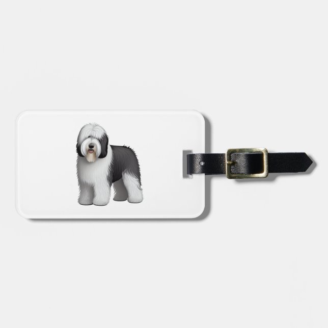 Gamla engelska Sheepdog 10 Bagagebricka (Horisontell Framsida)
