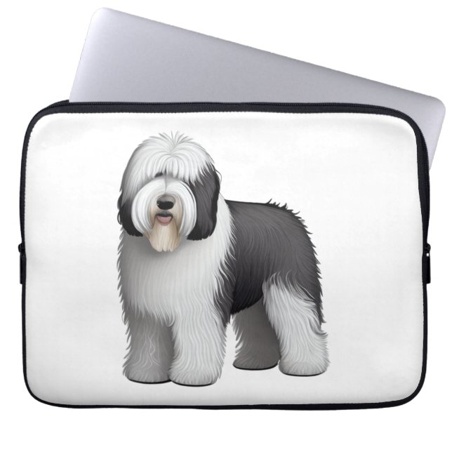 Gamla engelska Sheepdog 10 Laptop Fodral (Framsidan)