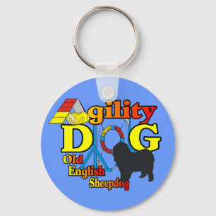 Gamla engelska Sheepdog Agilitet Shirts Gifts Nyckelring