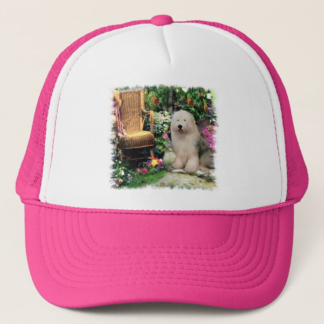Gamla engelska Sheepdog Art-presenter Truckerkeps (Framsida)