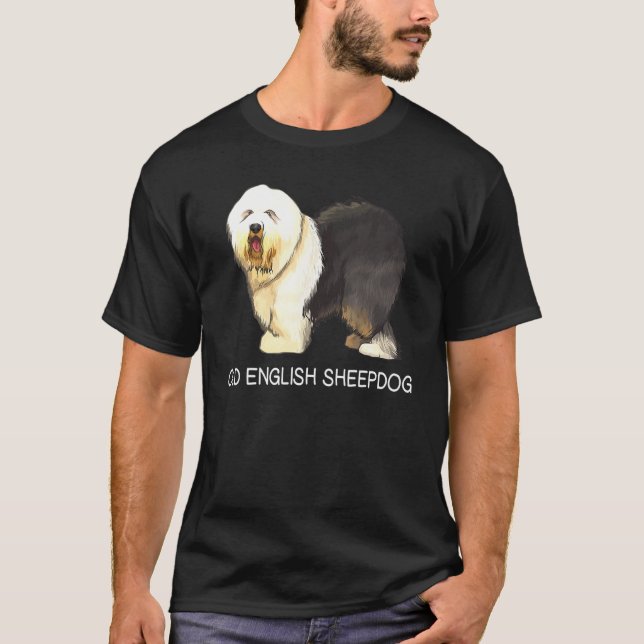 Gamla engelska Sheepdog Crazy Hund T Shirt (Framsida)
