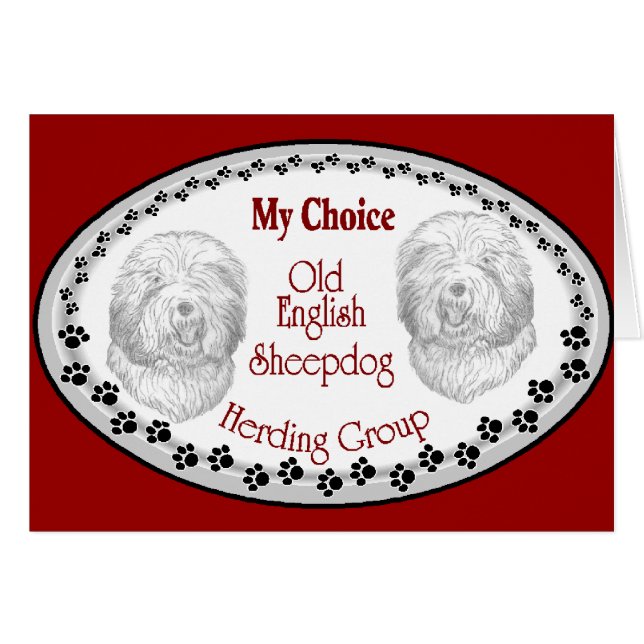 Gamla engelska Sheepdog-gåvor Hälsningskort (Framsidan Horizontal)