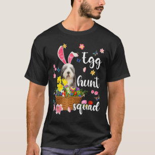 Gamla engelska Sheepdog Glad påsk Day Colorful Egg T Shirt