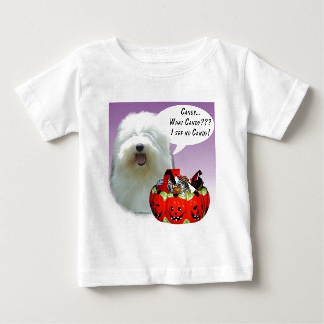 Gamla engelska Sheepdog Halloween Candy Tröja (Framsida)