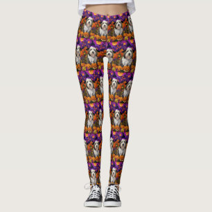 Gamla engelska Sheepdog Halloween Witch Pumpkin Leggings