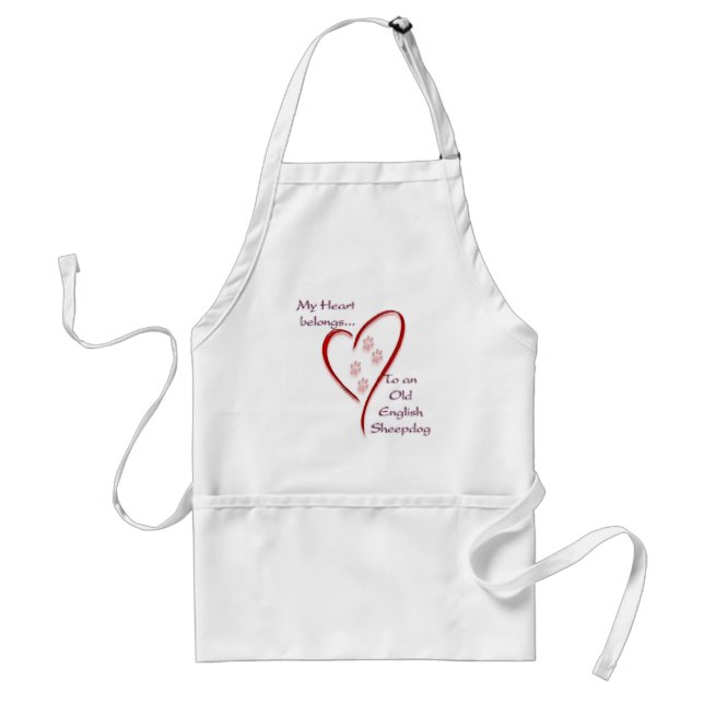 Gamla engelska Sheepdog Heart-Tillhör Förkläde (Framsidan)