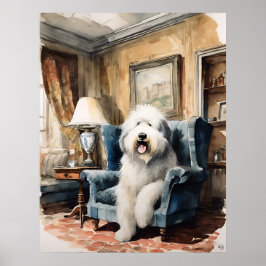 Gamla engelska Sheepdog - Hund Art Print Poster