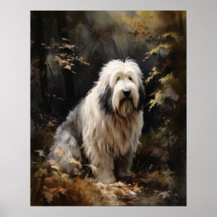 Gamla engelska Sheepdog Hund Art Print Poster