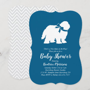 Gamla engelska Sheepdog Hund Baby Shower Boy Blue Inbjudningar