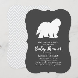 Gamla engelska Sheepdog Hund Baby Shower Neutralt Inbjudningar