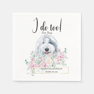 Gamla engelska Sheepdog Hund Bröllop Cocktail Napk Pappersservett