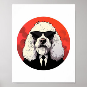 Gamla engelska Sheepdog Hund Businessman Poster