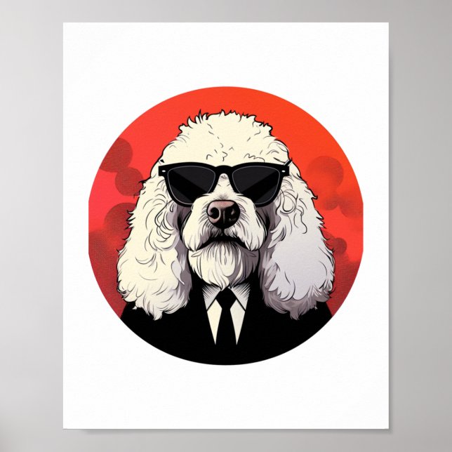 Gamla engelska Sheepdog Hund Businessman Poster (Framsidan)