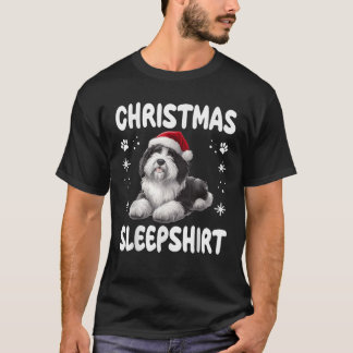 Gamla engelska Sheepdog Hund Nightgown Pajama Chri T Shirt