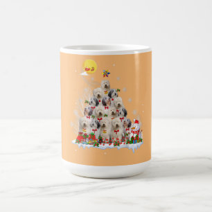 Gamla engelska Sheepdog Hund Reindeer Gräs jul Kaffemugg