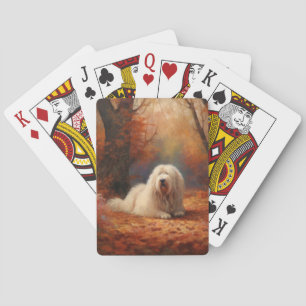 Gamla engelska Sheepdog i Höst löv Fall Inspire Casinokort