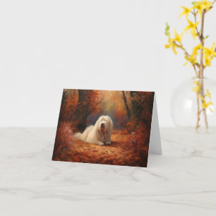 Gamla engelska Sheepdog i Höst löv Fall Inspire Kort