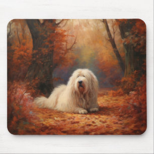 Gamla engelska Sheepdog i Höst löv Fall Inspire Musmatta