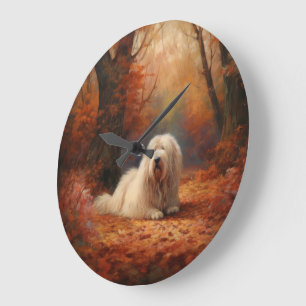 Gamla engelska Sheepdog i Höst löv Fall Inspire Stor Klocka