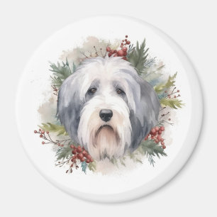 Gamla engelska Sheepdog-julen, andningsfag Valp Magnet