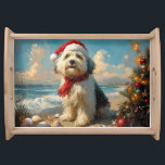 Gamla engelska Sheepdog-julets Vintage Beach Frukostbricka<br><div class="desc">Ta med värmen av helgdagarna till stranden med den här charmerande vintage-inspirerade designen med ett festligt sitta på en serenstrand. Med en klassisk helgdag av nostalgiska toner och kustvibes fångar denna konst julens magi vid havet. Den här designen ger dig perfekt att sprida helgdag och ger dina favoritprodukter en en...</div>