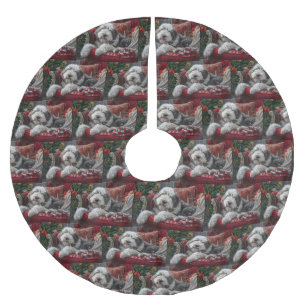 Gamla engelska Sheepdog-julfesten Julgransmatta Borstad Polyester