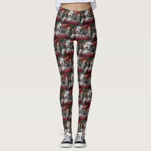 Gamla engelska Sheepdog-julfesten Leggings