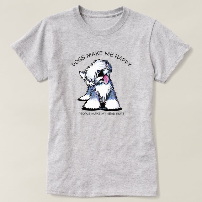 Gamla engelska Sheepdog KiniArt™ T-Shirt (Design framsida)