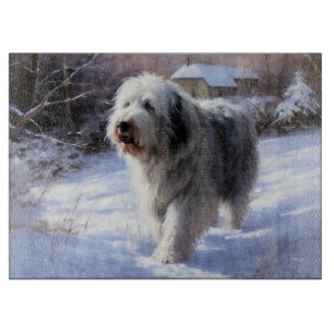 Gamla engelska Sheepdog Låt det snöa jul