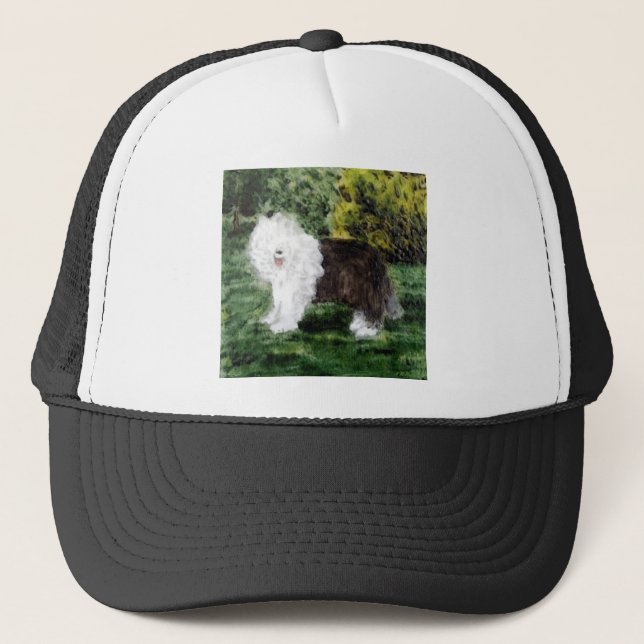 Gamla engelska Sheepdog-målning Truckerkeps (Framsida)