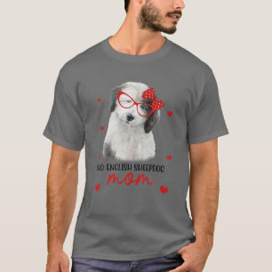 Gamla engelska Sheepdog Mamma Hund Bandana Hund äl T Shirt