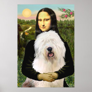 Gamla engelska Sheepdog - Mona Lisa Poster