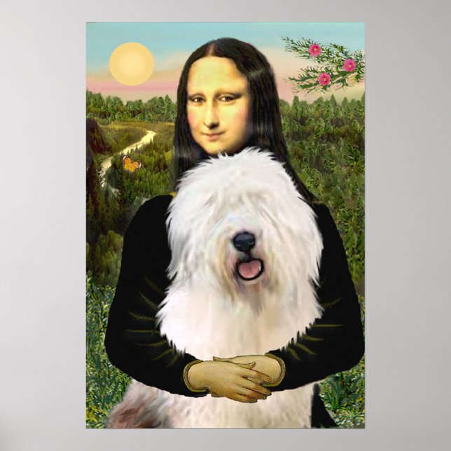 Gamla engelska Sheepdog - Mona Lisa Poster (Framsidan)