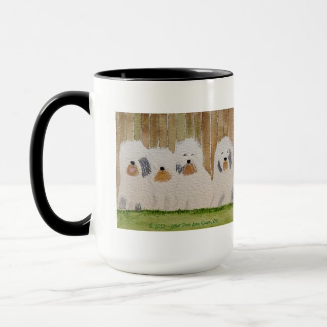 Gamla engelska Sheepdog Original Art Mugg (Vänster)