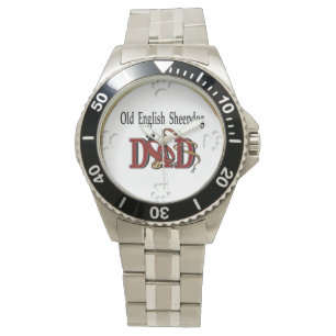 Gamla engelska Sheepdog Pappa-gåvor Armbandsur