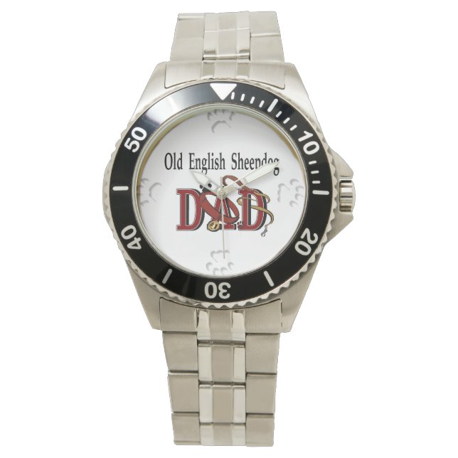 Gamla engelska Sheepdog Pappa-gåvor Armbandsur (Framsida)