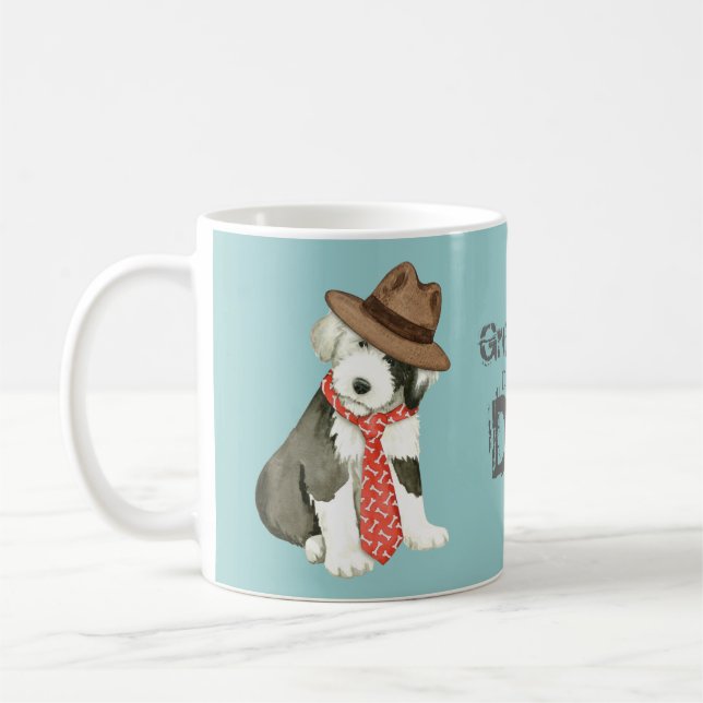 Gamla engelska Sheepdog Pappa Kaffemugg (Vänster)