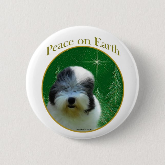 Gamla engelska Sheepdog Peace Knapp (Framsida)